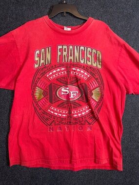 VTG San Francisco Shaka 49ers  SF Graphic Tee - Red with Gold Accents 2Xl